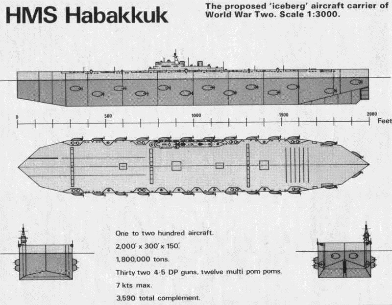 El diseño definitivo del HMS Habakkuk.
